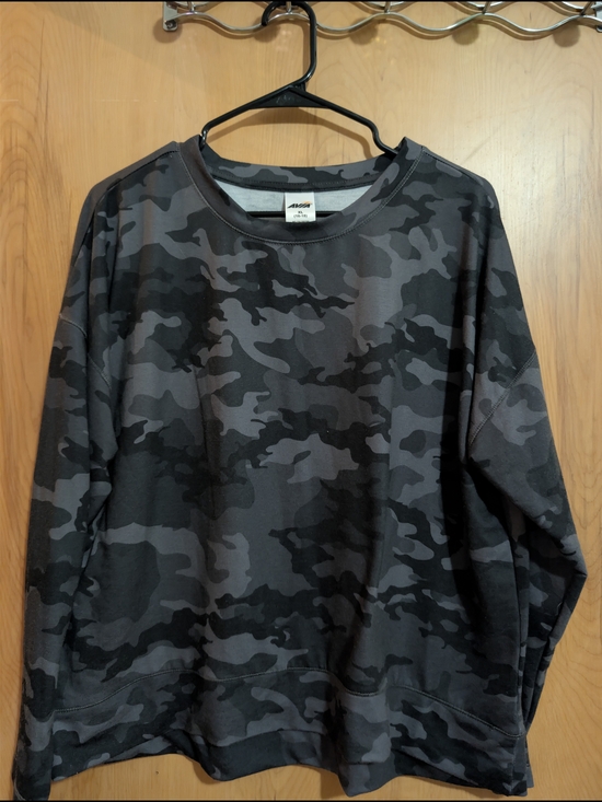 Avia Sweaters - Avia Women's Black and Gray Camouflage Crewneck Sweater